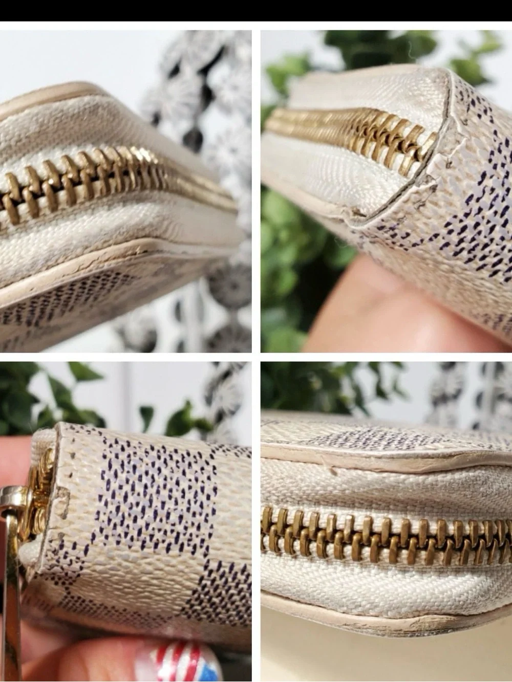 Louis Vuitton Damier Azur Zip-Around Wallet - Cream & Light Gray